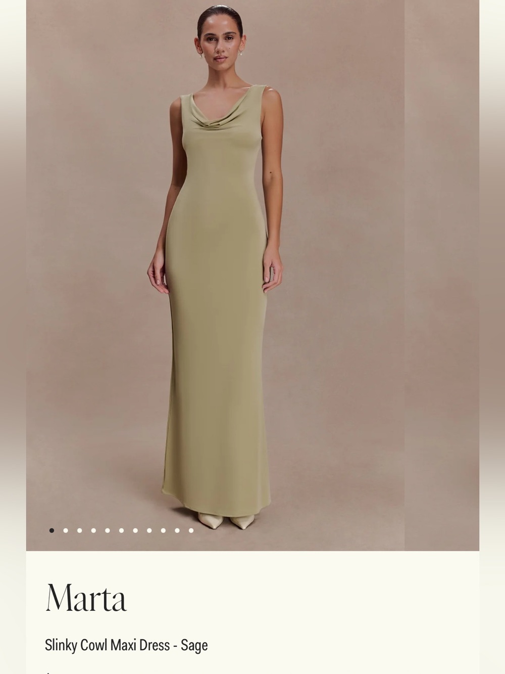 Sleeveless Cowl Neck Maxi Dress in Sage